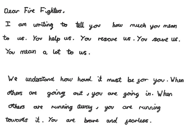 Letter sent to firefighters