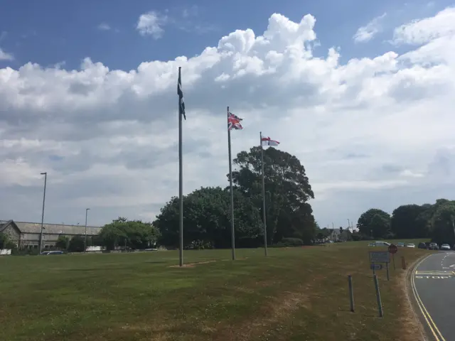 The England flag in Truro