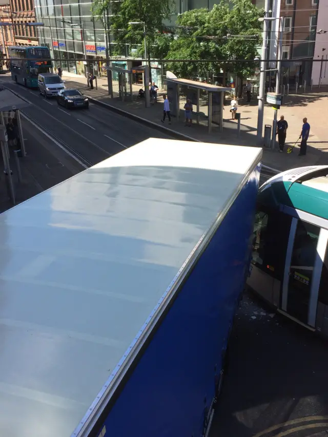 Lorry and tram crash