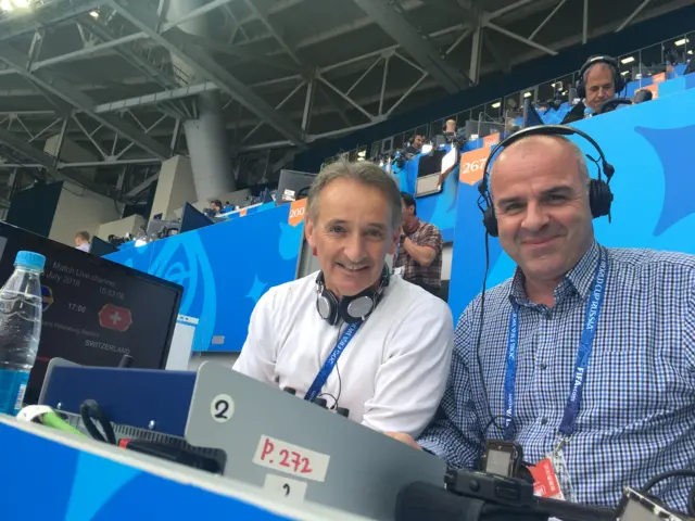 Ian Dennis (left) is on commentary alongside former Scotland winger Pat Nevin.