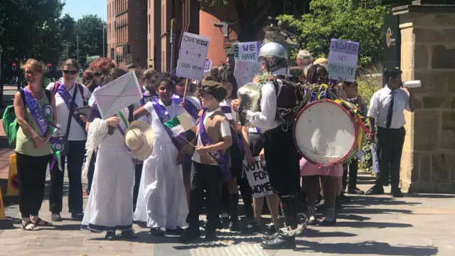 Children in Leicester suffragette march