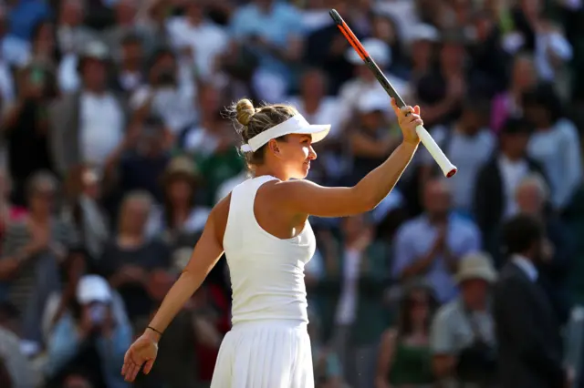 Simona Halep celebrates.