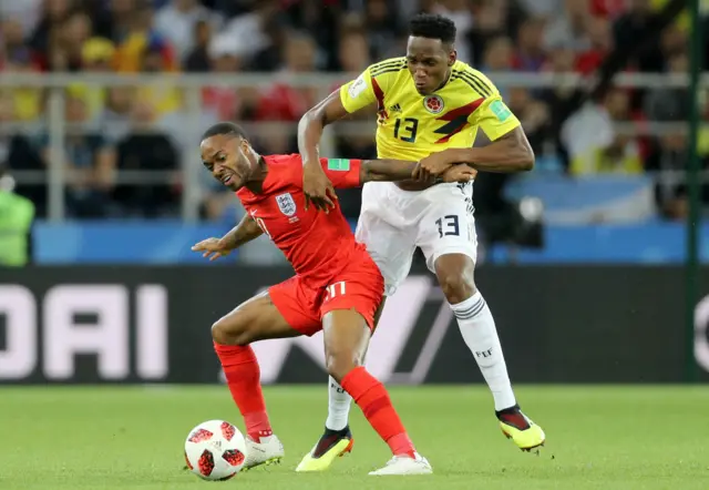 Raheem Sterling and Yerry Mina