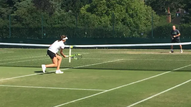 Johanna Konta practising at Wimbledon