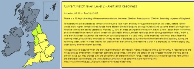 Met Office heat warning