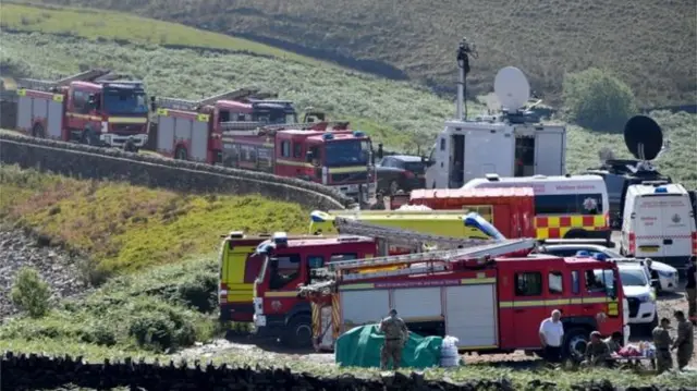 Fire engines line up