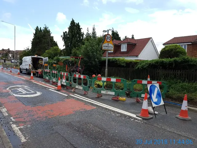 Part of the A2 London Road has been cordoned off