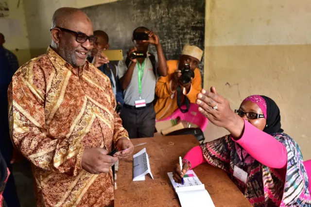 President Azali Assoumani voting