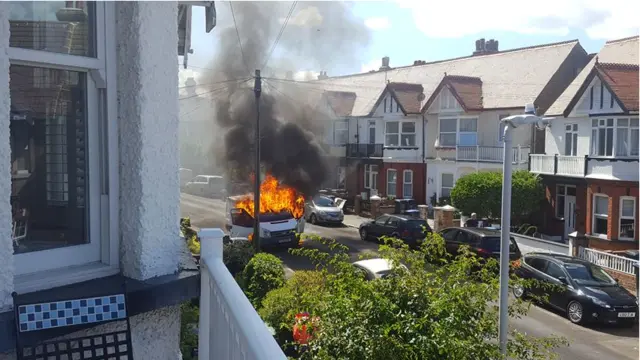 Van fire in Margate