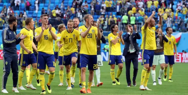 Sweden players celebrate