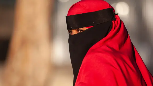 A Somali woman wearing a niqab