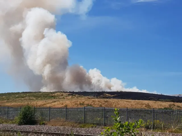 Fire in Stainforth on grassland