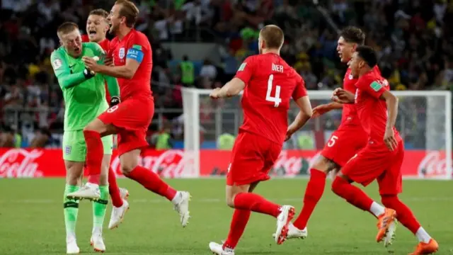 England"s Eric Dier celebrate winning the penalty shootout with team mates