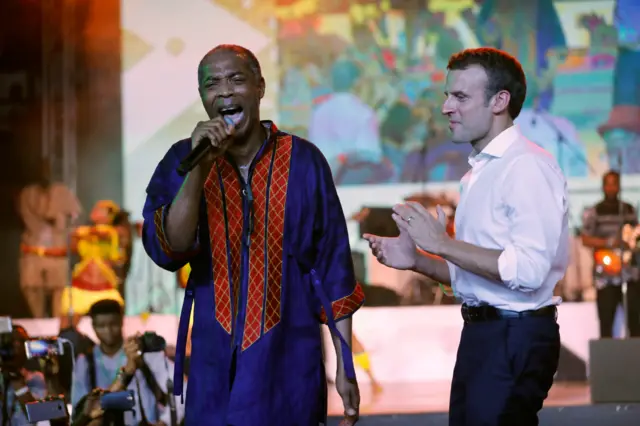 Femi Kuti and Emmanuel Macron