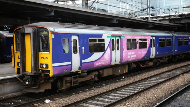 A train at Leeds train station