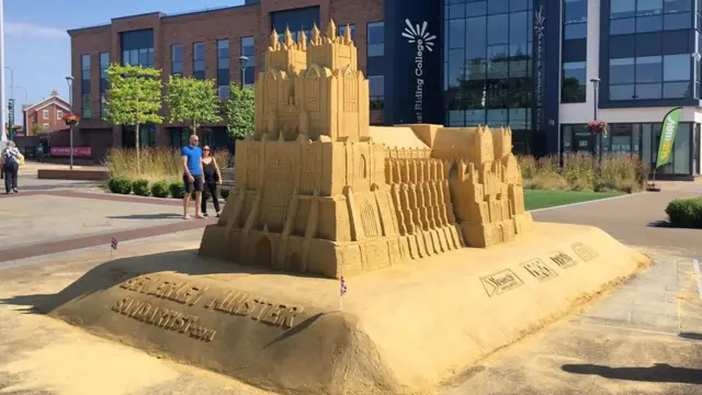 completed sand sculpture of Beverley Minster