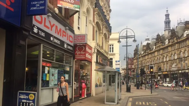 Exterior of the Olympic Coffee House in Leeds.