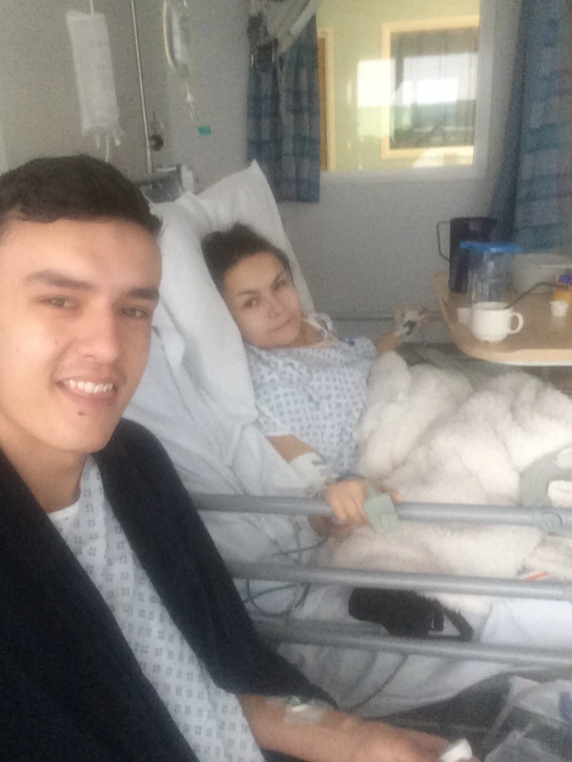 Adam and Emma together for the first time after the transplant