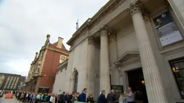 People queue outside the Ferens Art Gallery in Hull