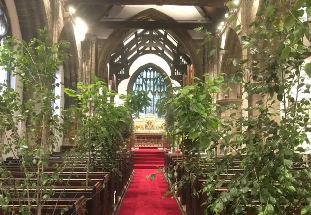 Forest in church