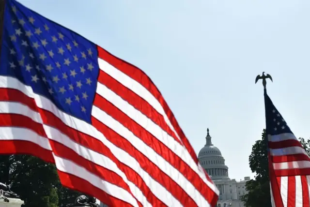 US flags Washington