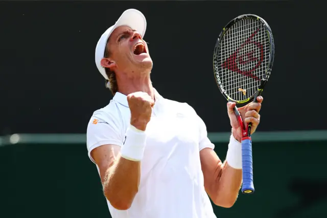 Kevin Anderson celebrates