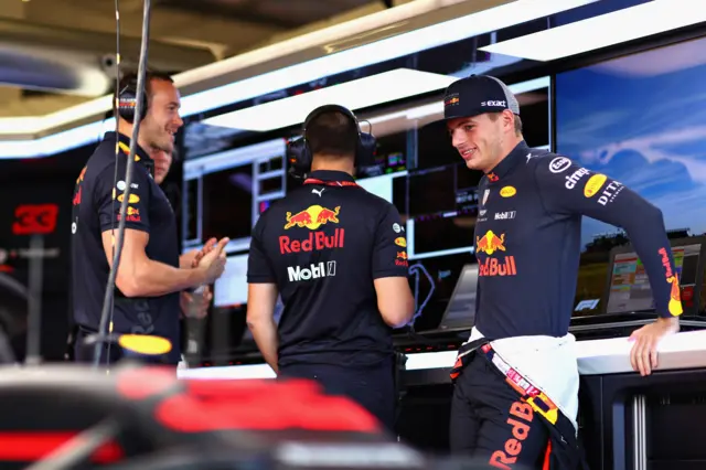 Max Verstappen in the garage