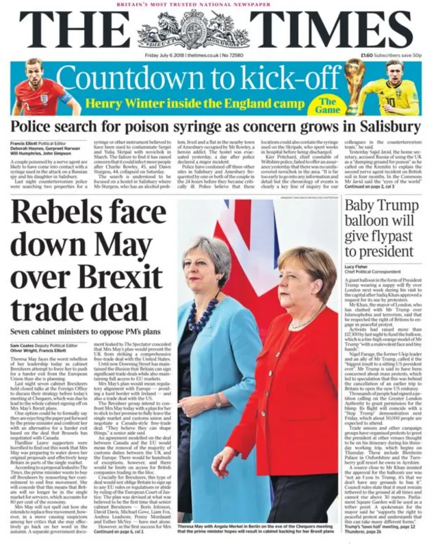 Friday's Times front page