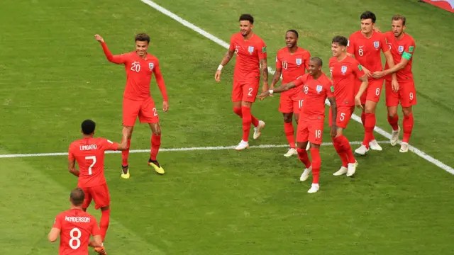 England players celebrate