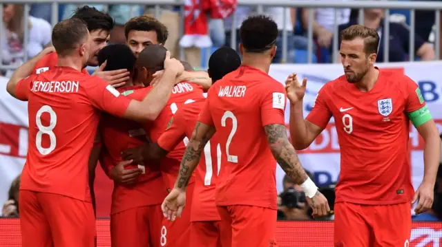 England players celebrate