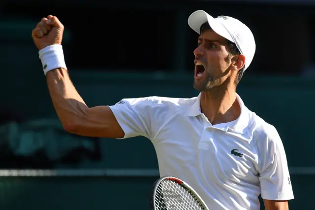 Novak Djokovic celebrates