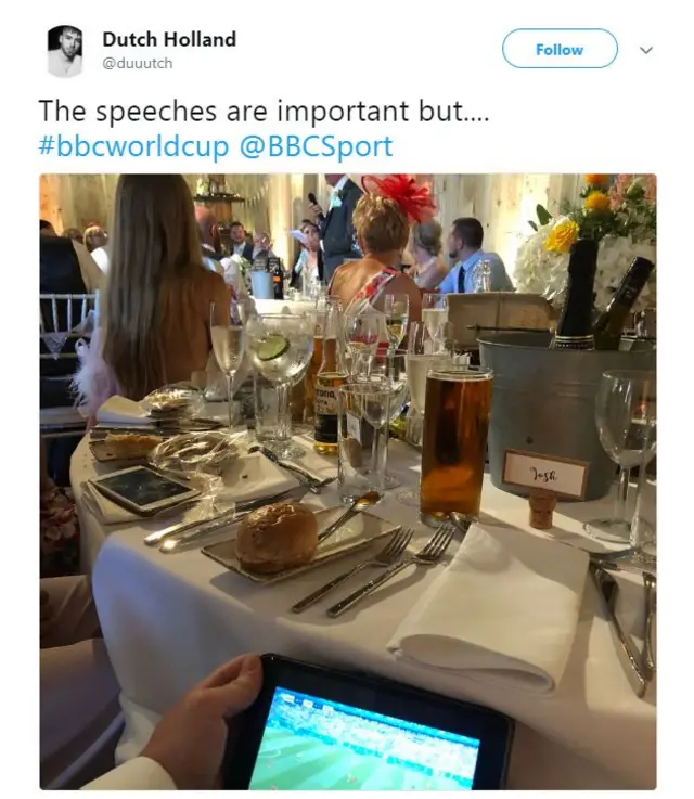 England fan Tweets from a wedding