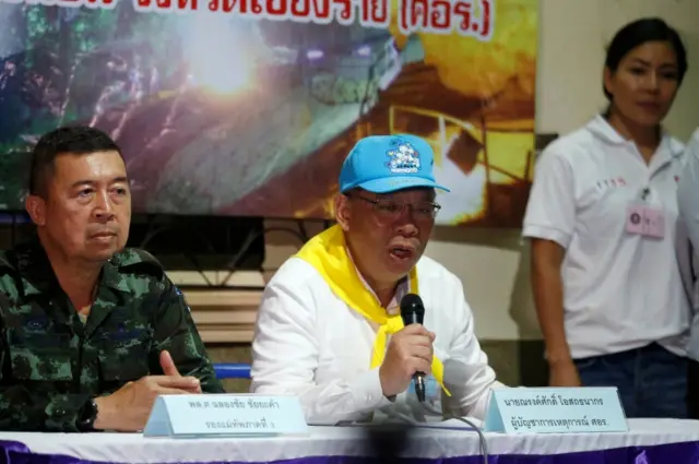 Chiang Rai province acting governor Narongsak Osatanakorn talks to journalist during a news conference