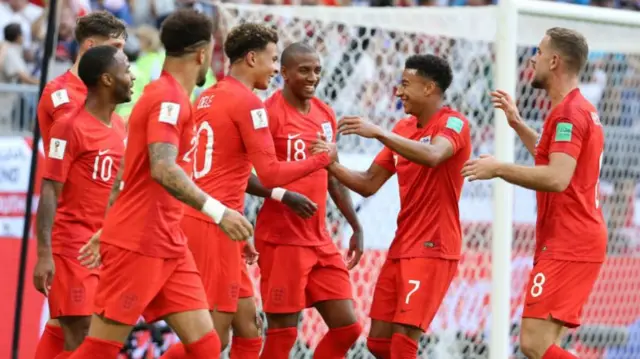 England players celebrate