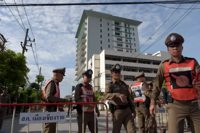 Police outside Chiang Rai hospital