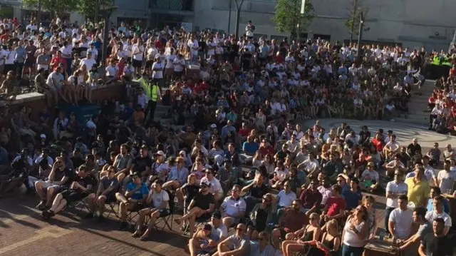 The crowd at a World Cup game at the university