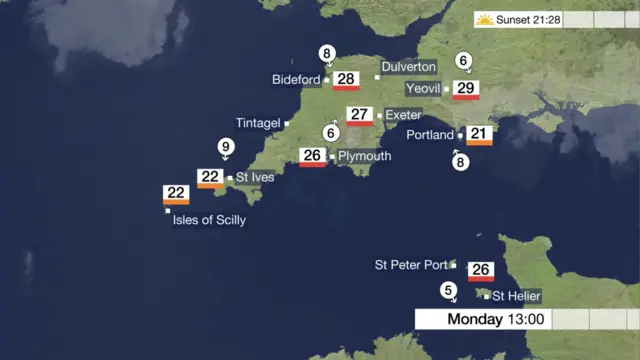 Monday weather map