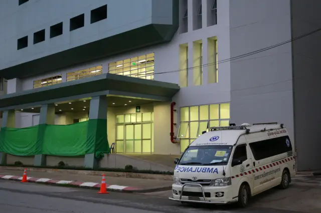 An ambulance is seen at Chiang Rai Prachanukroh hospital