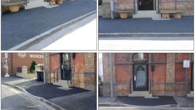 Severn Street before and after the dropped kerb's been put in