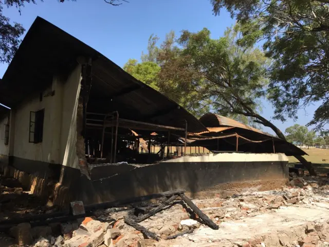 Torched school building