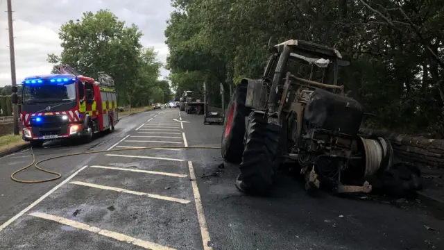 Burnt out tractor