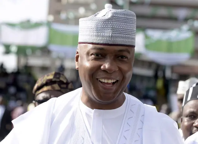 A photo taken on May 29, 2015 show Senator Bukola Saraki. Saraki, a former governor of Kwara State, was elected Senate President in Abuja on June 9, 2015