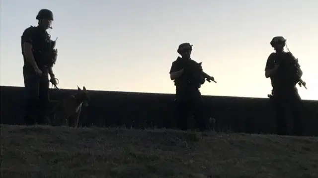 Armed police with dogs