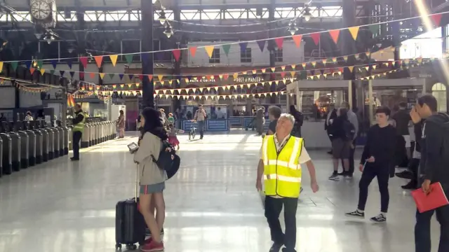 Brighton station decorated for Pride