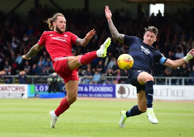 Aberdeen's Stevie May and Dundee's Josh Meetings