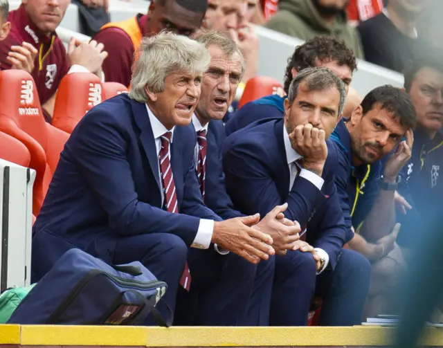 West Ham bench