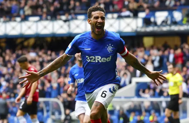 Connor Goldson celebrates