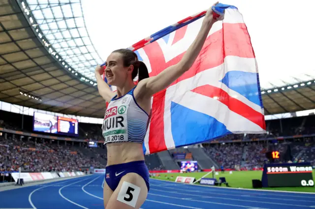 Laura Muir celebrates 1500m gold in Berlin