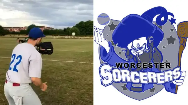 Worcester Sorcerors player and logo