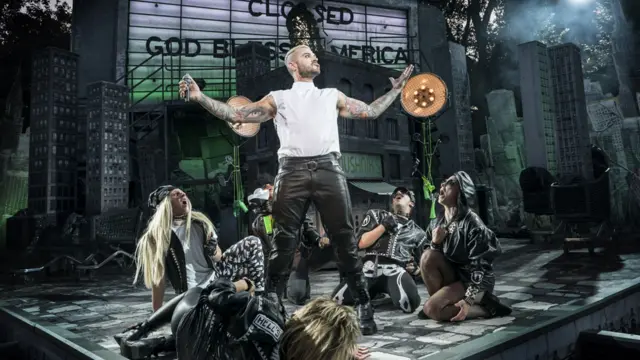 Matt Willis with other cast members in Little Shop of Horrors